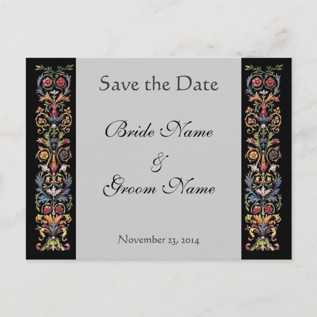 Save the Date Illuminated Gray Custom Postcards (Front)