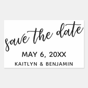 Save the Date in Modern Handwriting Typography Rectangular Sticker
