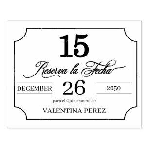 Save the Date in Spanish Language for Quinceanera Rubber Stamp