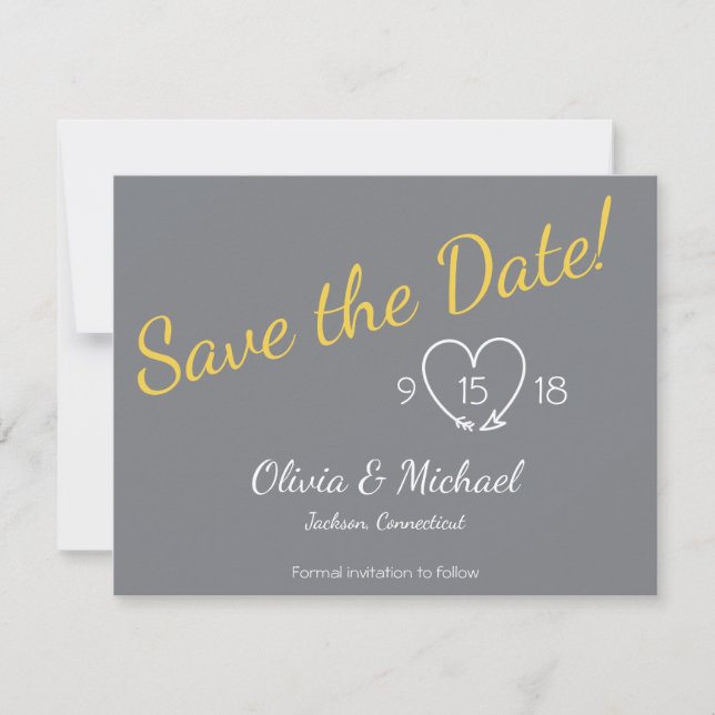 Save the Date in Yellow and Gray (Front)
