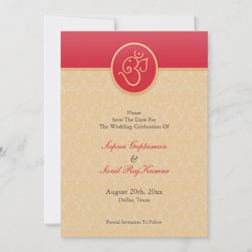 Save The Date Indian Style Flat Card
