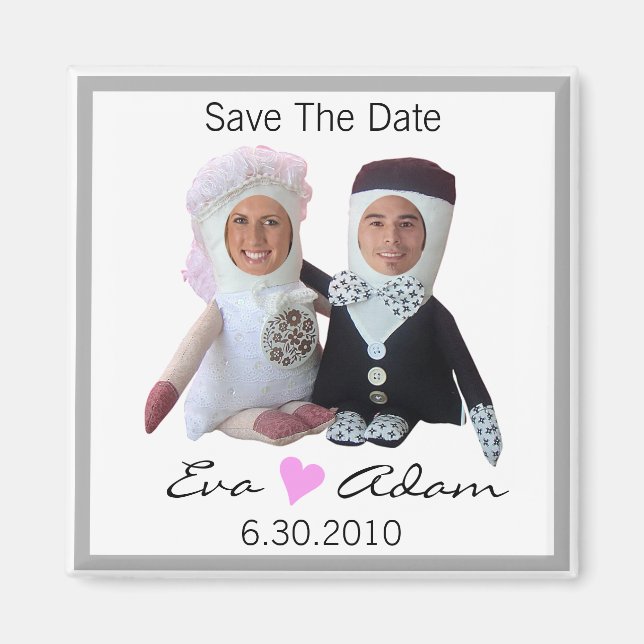 Save The Date Insert Photo Dolls White Magnet (Front)