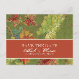Save the Date Invitation Autumn Grape Leaf Batik