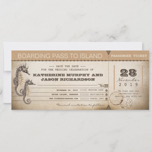 save the date invitation boarding pass tickets