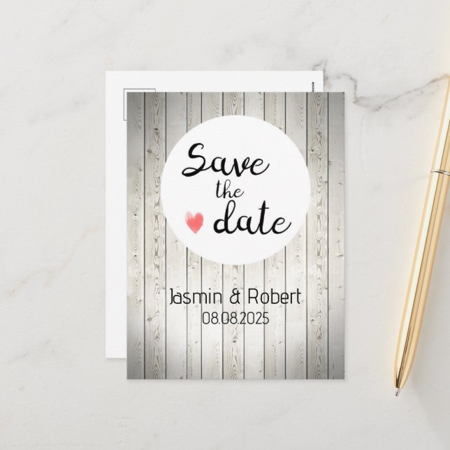 Save the date invitation rustic Holz vintage (Front/Back In Situ)