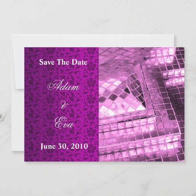 Save The Date Invitation Violet Gemstone Mosaic (Front)