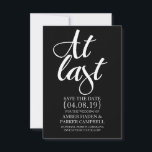 Save the Date Invite | At Last<br><div class="desc">At Last Save the Date Invite. Perfect for Outdoor Weddings! Use the Customize & Personalize options to change text, colors, images, etc., to suit your needs. Easily remove the striped image on the back of the invite for a more classic look. If you have any questions about this design please...</div>