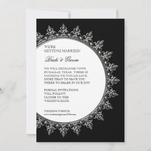 Save the Date Invite Classic Baroque Swirl Circle