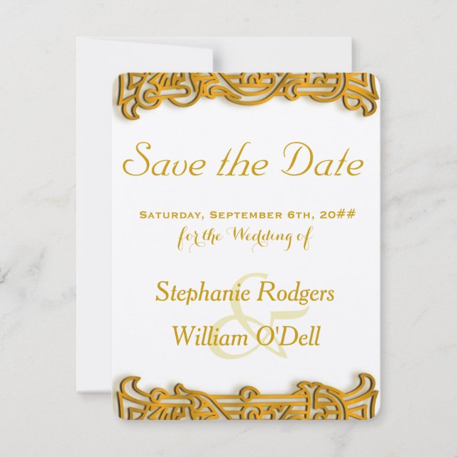 Save the Date Irish Gold Wedding Notice (Front)