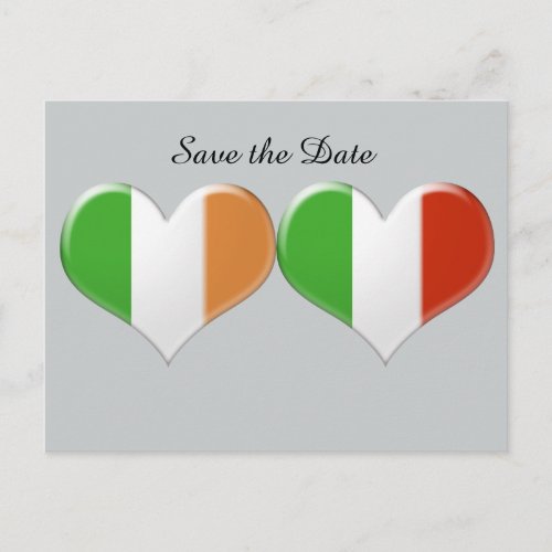 Save the Date Irish Italian Heart Flags Postcard