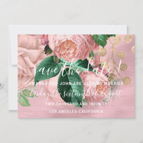 Save The Date Ivory Wreath Rose Wreath Pink 