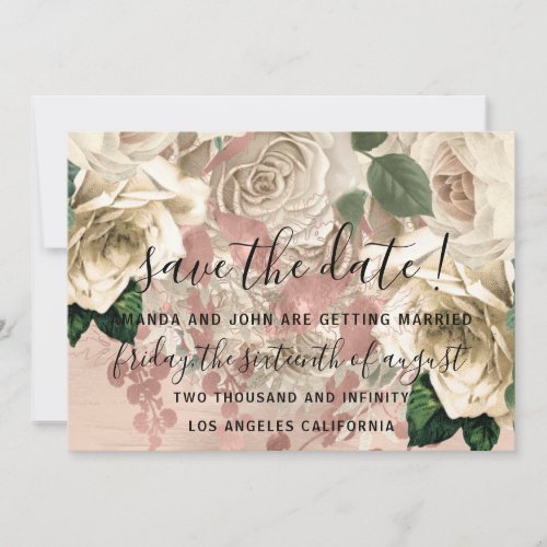 Save The Date Ivory Wreath Rose Wreath Powder