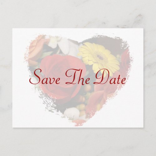 Save the Date Jagged Edge Heart Bouquet Template Postcard