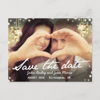 Save the Date Jam Jar Light Rustic Postcard