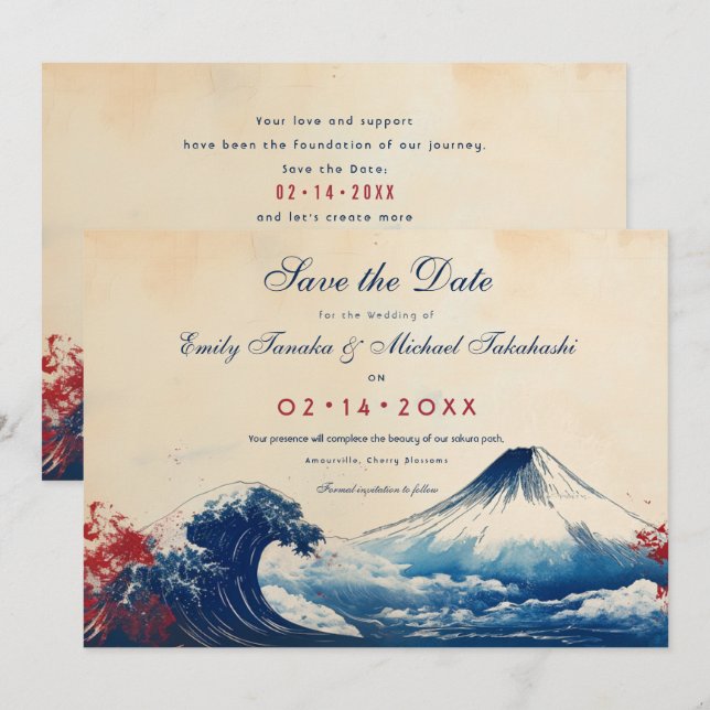  Save the Date Japonesque Harmony with Fuji (Front/Back)