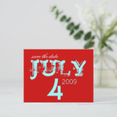 Save the Date - July - Customized Announcement Postcard (Standing Front)