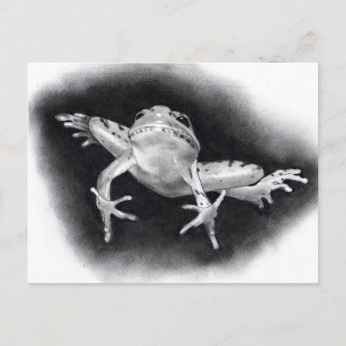 SAVE THE DATE JUMPING FOR JOY FROG IN PENCIL ANNOUNCEMENT POSTCARD