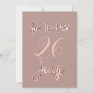 Save The Date June Party Rose Gold Script