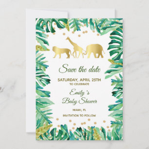 Save The Date Jungle Animals Botanical Safari