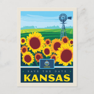 Save the Date Kansas Invitation Postcard