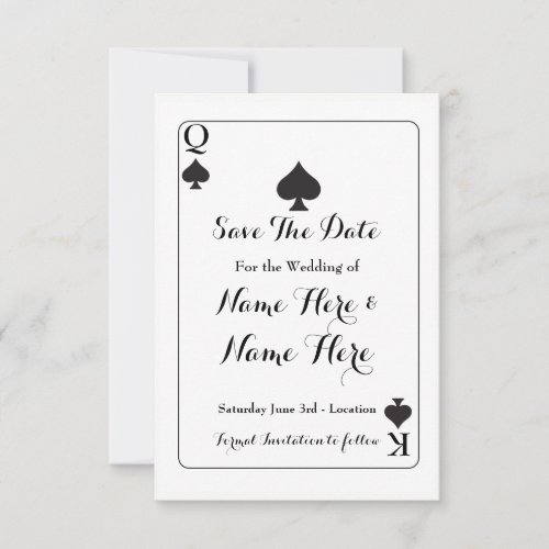 Save The Date King Queen Ace Spades Wedding Invite
