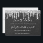 Save The Date Kraft Silver Gray Drip Graphite<br><div class="desc">Elegant simply save the date decorated with kraft texture and a delicate script that completes the look of this design,  
You can change the color of the background on the back
Any other customization please send me a message! Have a shiny always happy time! :) 
FlorenceK design</div>