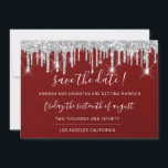 Save The Date Kraft Silver Gray Drip Red Wine<br><div class="desc">Elegant simply save the date decorated with kraft texture and a delicate script that completes the look of this design,  
You can change the color of the background on the back
Any other customization please send me a message! Have a shiny always happy time! :) 
FlorenceK design</div>