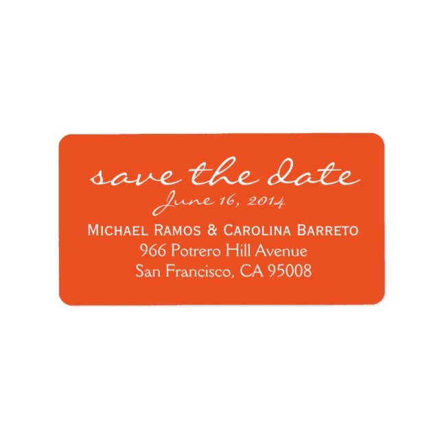 Save the Date Labels - Orange (Front)