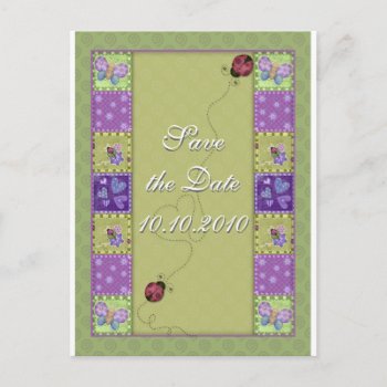 Save The Date - Lady Bug And Butterfly Announcement Postcard by karanta at Zazzle
