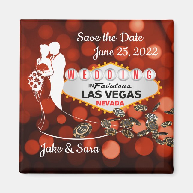 Save the Date Las Vegas 2 Inch Sq Magnet (Front)