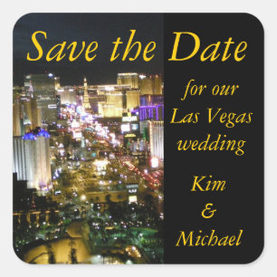 Save the Date Las Vegas Bride and Groom Square Sticker