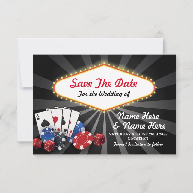 Save The Date Las Vegas Casino Cards Dice (Front)