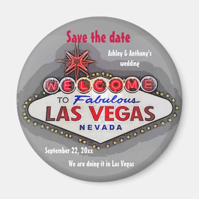 Save the Date Las Vegas Silver Gray Magnet (Front)
