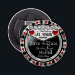 Save the Date Las Vegas - Silver & Red Bottle Opener<br><div class="desc">Are you getting married soon? A fun and unique way to announce your wedding plans. Save the Date for your Wedding a Bottle Opener ready for you to personalize. Featuring the words "Save the Date" in a Las Vegas Style in faux metallic Silver, Red and Black design. ✔Note: Not all...</div>