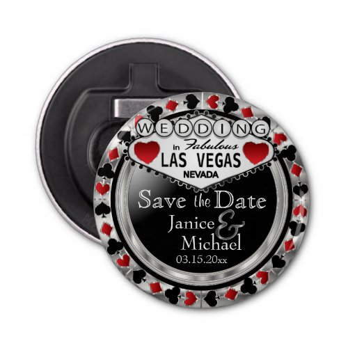 Save the Date Las Vegas _ Silver  Red Bottle Opener