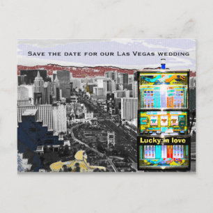 Save the Date Las Vegas Slot Machine Announcement Postcard