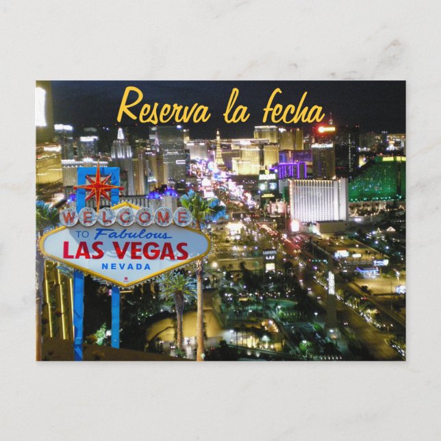 Save the Date Las Vegas Spanish Announcement Postcard (Front)