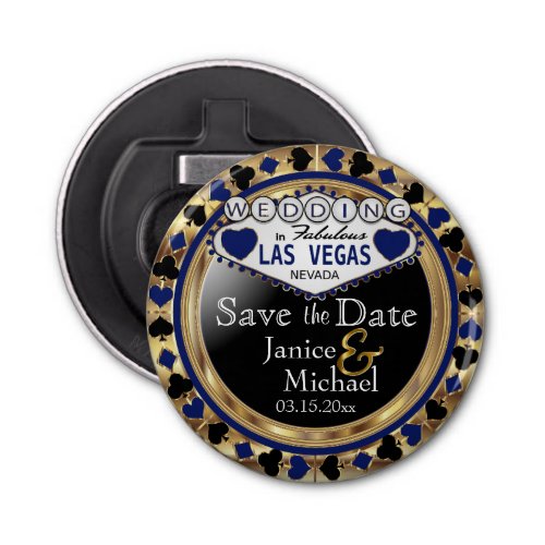 Save the Date Las Vegas Style _ Dark Blue  Bottle Opener