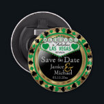 Save the Date Las Vegas Style - Green  Bottle Opener<br><div class="desc">Are you getting married soon? A fun and unique way to announce your wedding plans. Save the Date for your Wedding a Bottle Opener ready for you to personalize. Featuring the words "Save the Date" in a Las Vegas Style in faux metallic gold, green and black design. 📌If you need...</div>