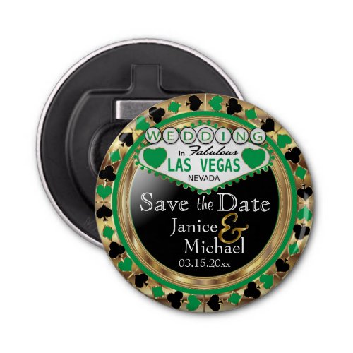 Save the Date Las Vegas Style _ Green  Bottle Opener