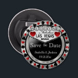 Save the Date Las Vegas Style - Silver & Red Bottle Opener<br><div class="desc">⭐⭐⭐⭐⭐ 5 Star Review. Are you getting married soon? A fun and unique way to announce your wedding plans. Save the Date for your Wedding a Bottle Opener ready for you to personalize. Featuring the words "Save the Date" in a Las Vegas Style in faux metallic Silver, Red and Black...</div>