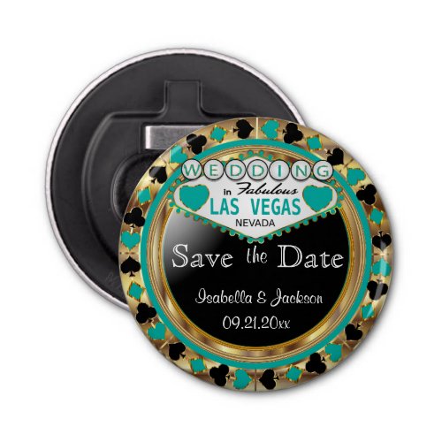 Save the Date Las Vegas Style _ Teal Bottle Opener