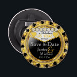 Save the Date Las Vegas Style - Yellow  Bottle Opener<br><div class="desc">Are you getting married soon? A fun and unique way to announce your wedding plans. Save the Date for your Wedding a Bottle Opener ready for you to personalize. Featuring the words "Save the Date" in a Las Vegas Style in faux metallic gold, yellow and black design. ✔Note: Not all...</div>