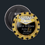 Save the Date Las Vegas Style - Yellow  Bottle Opener<br><div class="desc">Are you getting married soon? A fun and unique way to announce your wedding plans. Save the Date for your Wedding a Bottle Opener ready for you to personalize. Featuring the words "Save the Date" in a Las Vegas Style in faux metallic gold, yellow and black design. ✔Note: Not all...</div>