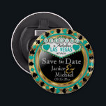 Save the Date Las Vegas  - Teal Bottle Opener<br><div class="desc">Bottle Opener. Are you getting married soon? A fun and unique way to announce your wedding plans. Save the Date for your Wedding a Bottle Opener ready for you to personalize. Featuring the words "Save the Date" in a Las Vegas Style in faux metallic gold, teal and black design. 📌If...</div>