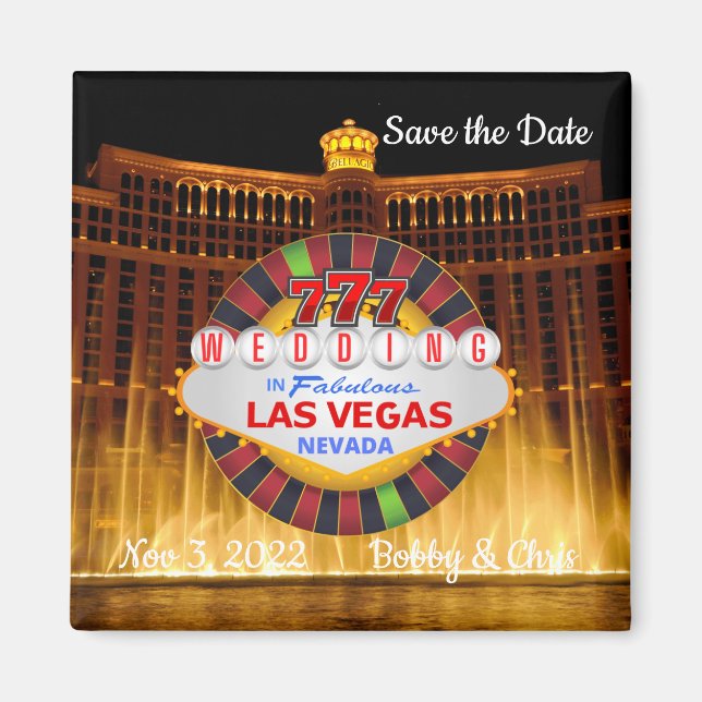Save the Date Las Vegas Wedding Magnet (Front)