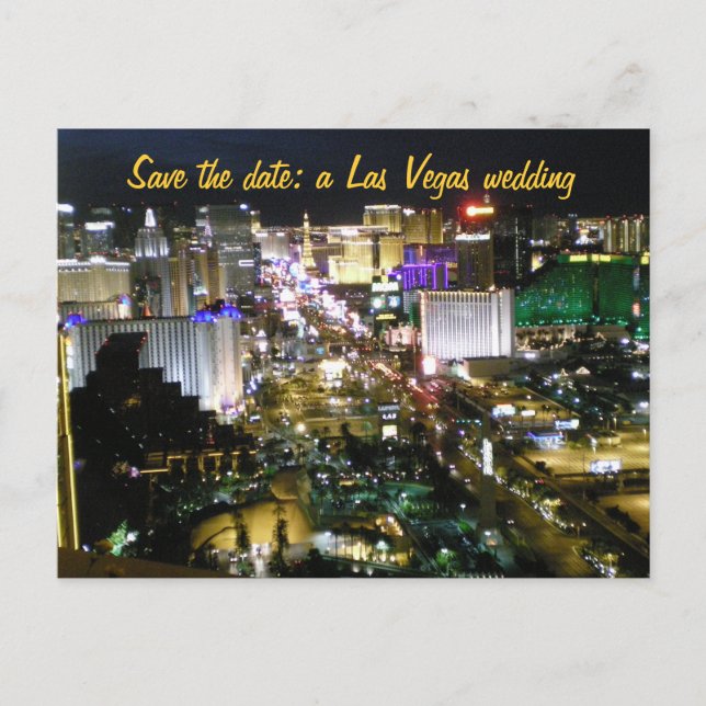 Save the Date Las Vegas Wedding Plans Announcement Postcard (Front)