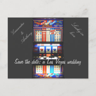 Save the Date Las Vegas Wedding Slot Machine Announcement Postcard