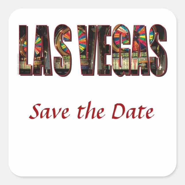 Save the Date Las Vegas Wedding Square Sticker (Front)