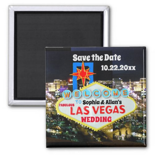 Save the Date Las Vegas Welcome Sign customized Ma Magnet